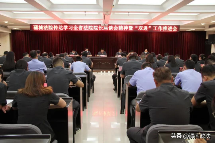 蒲城法院召开传达学习全省法院院长座谈会精神暨“双进”工作推进会